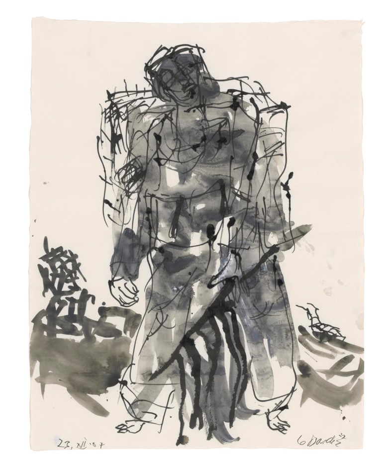 Georg Baselitz (b. 1938), Modell war ein Roter (Remix) [Model Was a Red One (Remix)]. Ink and watercolour on paper. 26⅛ x 20⅛ in (66.2 x 51 cm). Estimate                    £10,000-15,000. Offered in First Open Online, 12-20 September 2018
