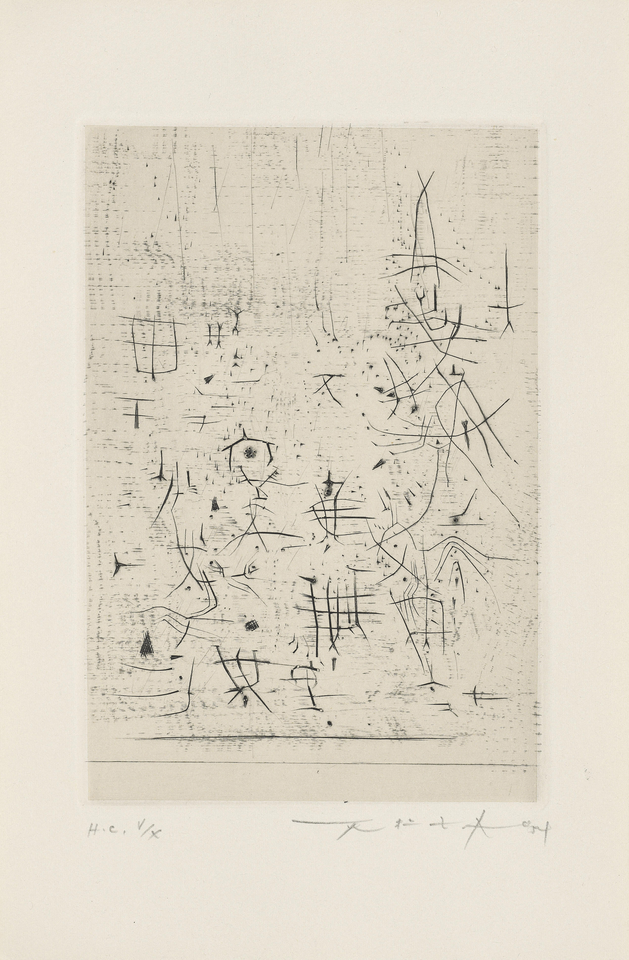 趙無極(1920-2013)，《無題》，1954年作。估價：3,000-4,000英鎊。拍品於2018年3月15至23日「趙無極版畫及紙上作品」網上拍賣推出。