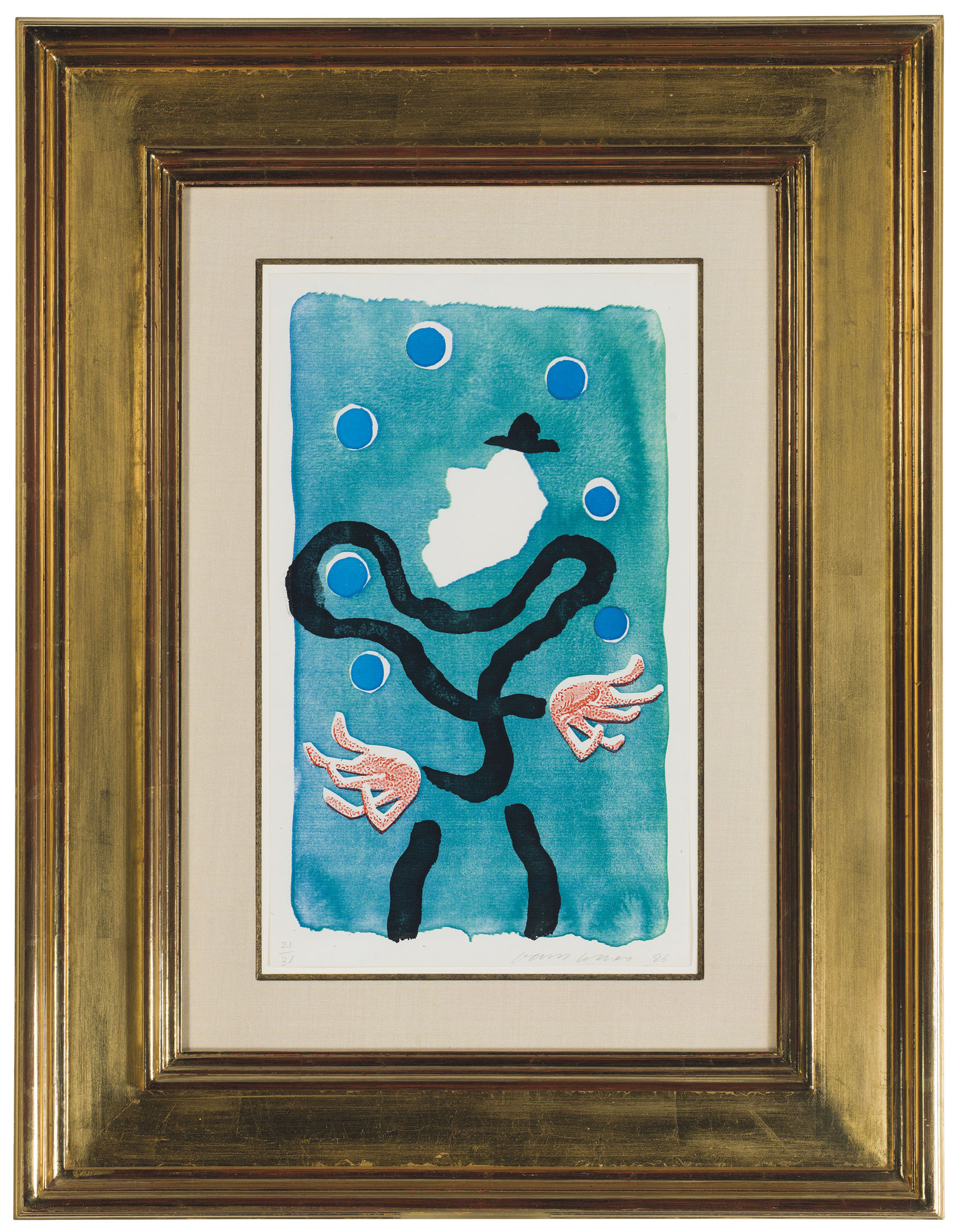 David Hockney (b. 1937), The Juggler, 1986. Image: 12⅞ x 7¾ in (327 x 197 mm); sheet: 14 x 8½ in (356 x 216 mm). Estimate: $2,000-3,000. Offered in Contemporary Edition, 9-17 July 2018, Online